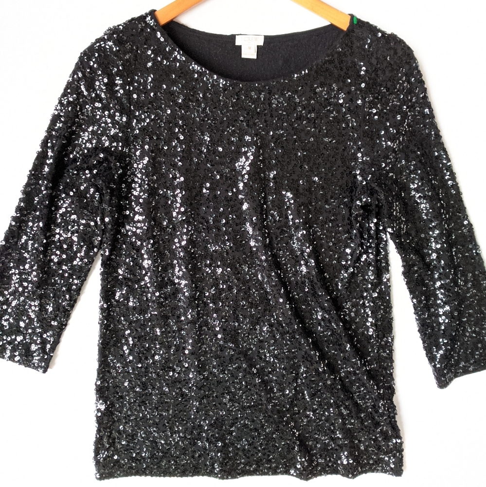 J. Crew Black sequins top